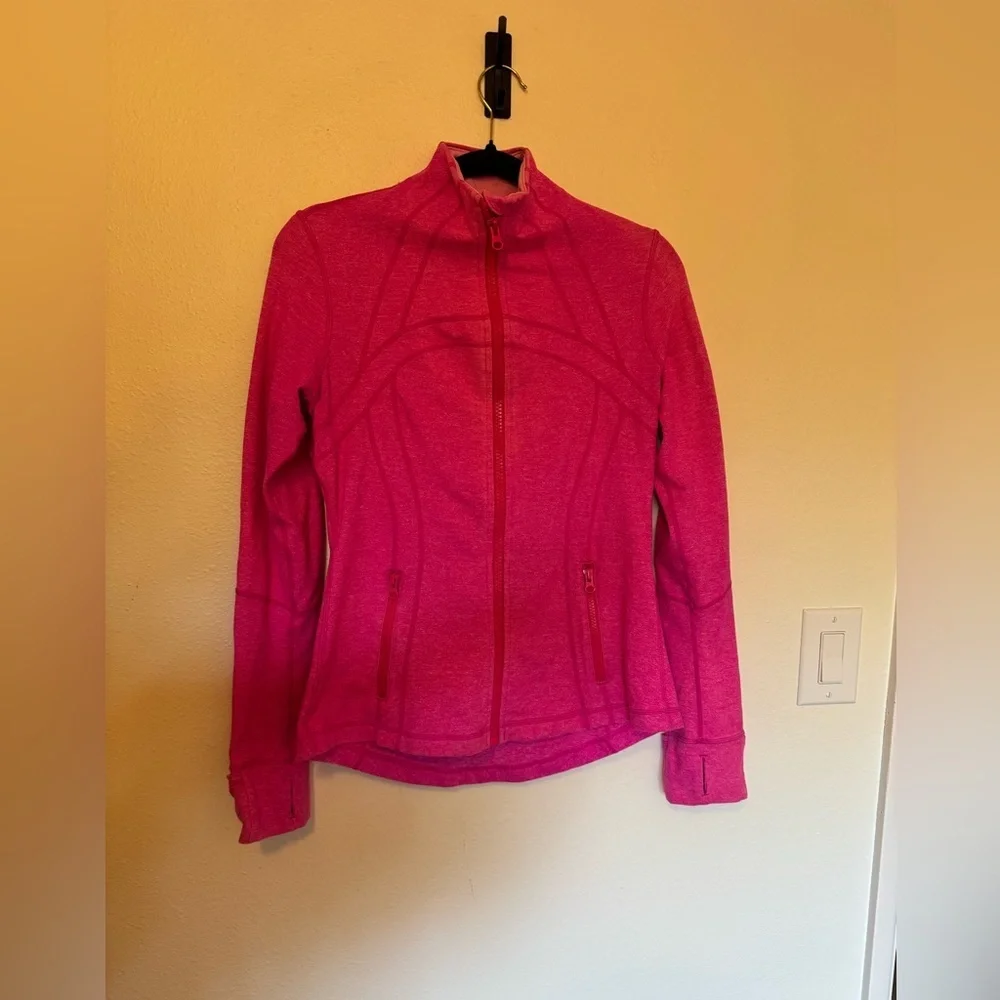 Lululemon Define Jacket Full Zip Heathered Bright Pink Size 10 EUC - Picture 2 of 9